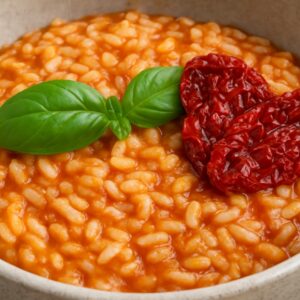 RISOTTO CON TOMATES SECOS Y ALBAHACA